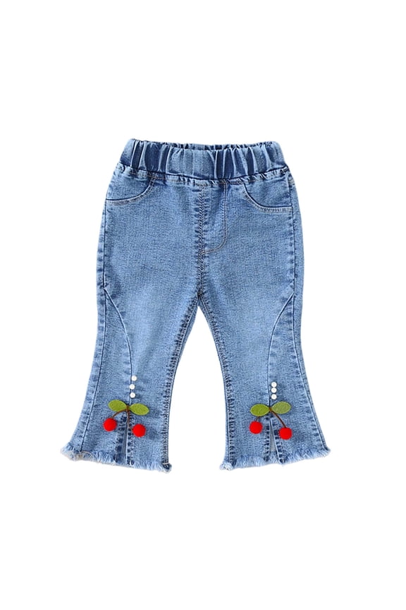 Baggy Jeans For Teen Girls Pants For Girls Teen Girls Jeans Cute Graphic Print & Ripped Frayed Details Five Pockets Loose Fit Denim Pants with Zipper Fly,Size 6-12 Months,Red