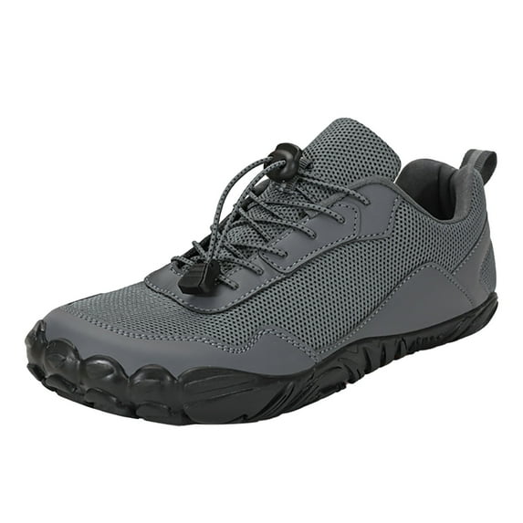 Povozer Barefoot Shoes for Men Waterproof Trail Running Healthy & Non-Slip Barefoot Shoes(Gray,10.5)