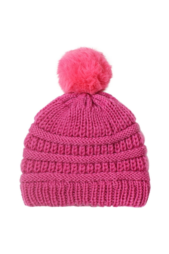 Baby Beanie Hats Warm Winter Hats for Boys Girls Infant Fleece Lined(Hot Pink,One Size)