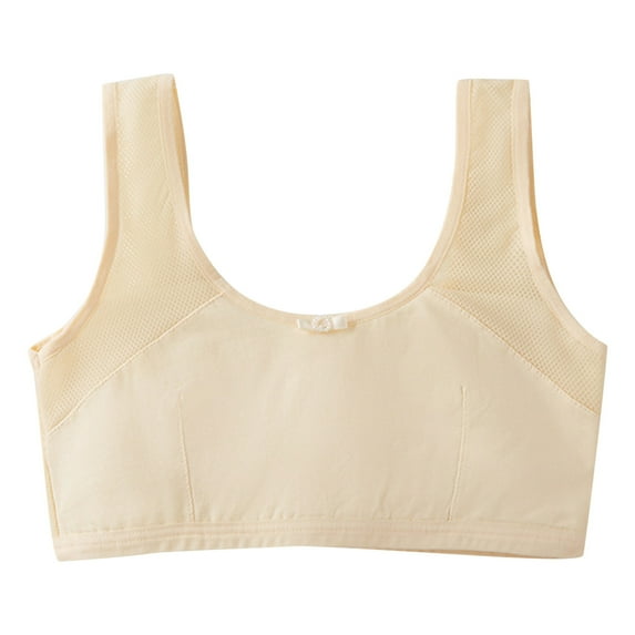 Povozer Big Girls' Sports Bra Girls Sports Bra Double Spaghetti Strappy Scoop Neck for Training Yoga Dance Teens Kids for L,Yellow