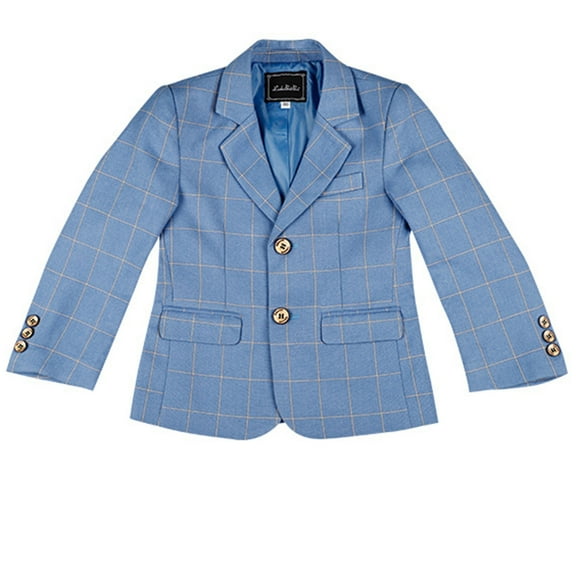 Povozer Blazer for Boys Coat Two-Button Jacket Suit for Kids Slim Fit Suits(Light Blue,9-10 Years)