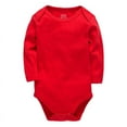 thumbnail image 1 of Povozer Bodysuit Baby Girl Cute Baby Outfit Baby Plain Short Sleeved Children's Clothing Class A Solid Color Triangle Clothing For Boys Girls Size 12,Red, 1 of 7