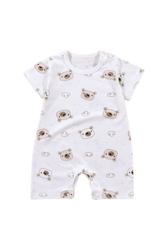 Bodysuit Baby Girl Rompers for Summer Summer Jumpsuit,Baby Short Sleeve Pajamas, Unisex One-Piece Sleeper Romper, Toddler Summer Clothes Outfit,Size 0-6 Months,Brown