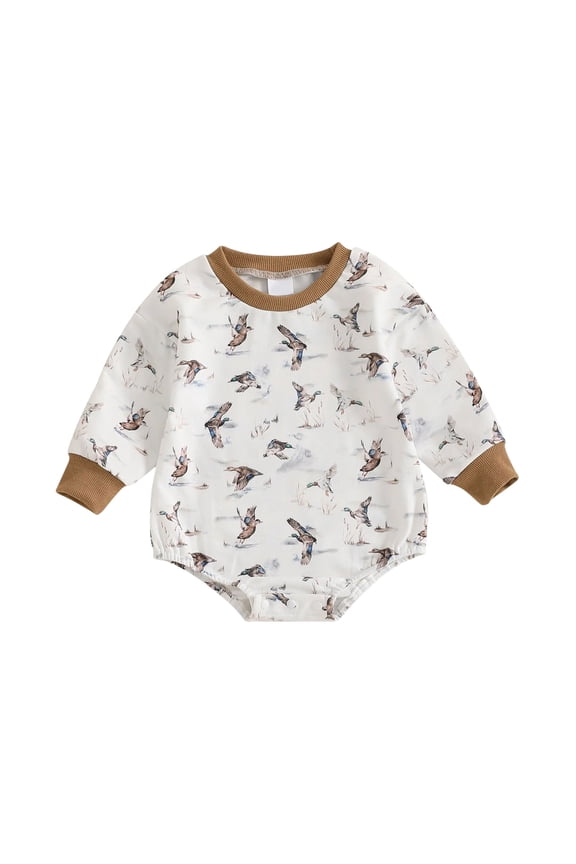 Bodysuits For Baby Infant Clothing Baby Boy Girl Mallard Duck Romper Short Sleeve Duck Bodysuit Tops Baby Clothes Size 12-18 Months,Brown