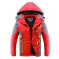 thumbnail image 1 of Povozer Boy's Winter Coat Waterproof Kids Puffer Jacket Thicken Parka Fleece Lined(Red,11T-12T), 1 of 4