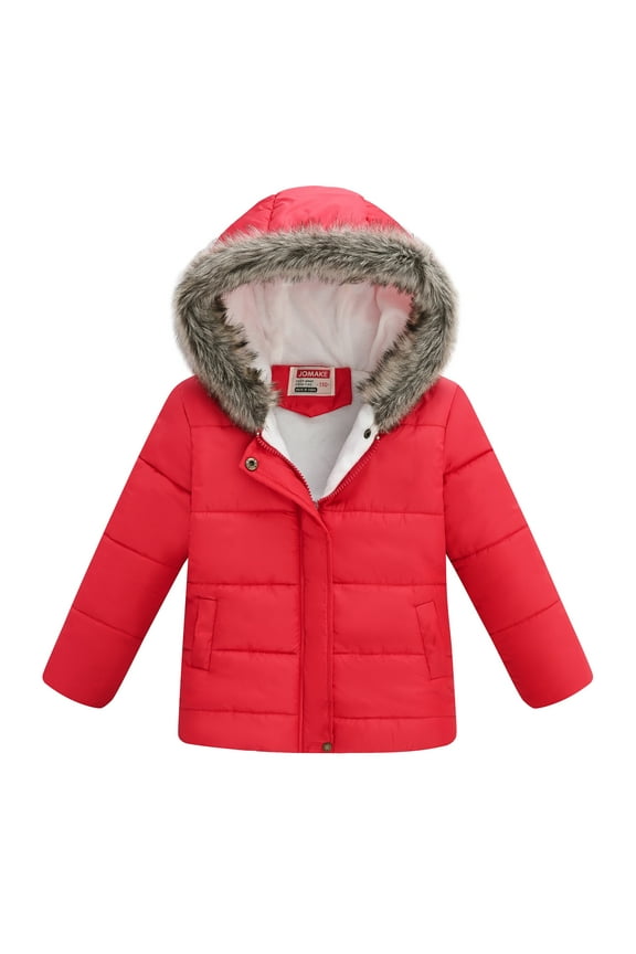 Boy's Winter Coats Warm Fleece Lined Outwear Windbreaker Ski Jacket(Red,5-6Y)