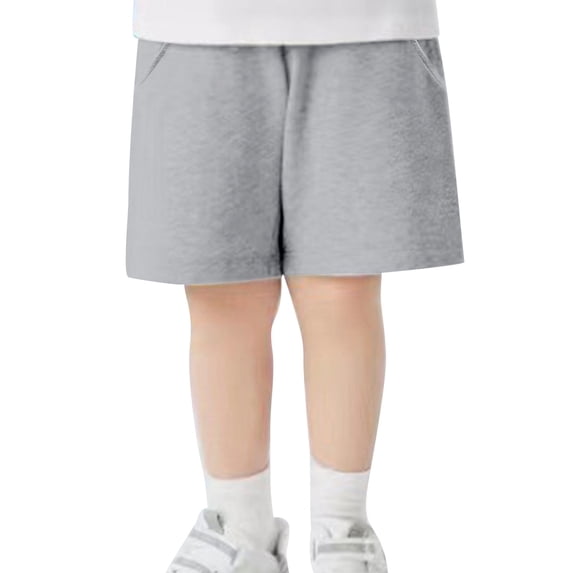 Povozer Boys Basketball Shorts | Casual - Athletic Sport Drawstring Pull On Cotton Shorts(Gray,10-11Y)