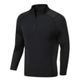 thumbnail image 1 of Povozer Boys Compression Athletic Shirts Long Sleeve Fleece Lined Baseball Undershirt Black 12-13Years, 1 of 5