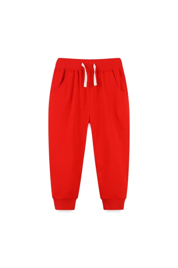 Boys Cotton Toddler Sweatpants 4-5t Baby Clothes Boy Classic Casual Pants for Boys Pull-on Twill Jogger Pant, Drawstring Closure,Size 4-5 Years,Red