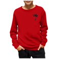 thumbnail image 1 of Povozer Boys Crewneck Sweatshirt Fleece Sweatshirts Long Sleeve Basic Pullover Soft Warm Thin Fleece for Kids(Red,2-3 Years), 1 of 4