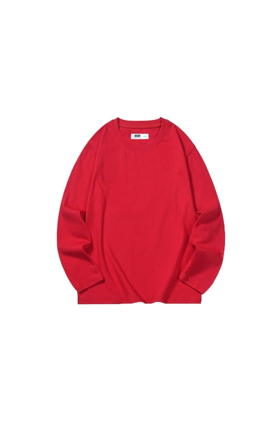 Boys Crewneck Sweatshirt Youth Fleece Sweatshirts Long Sleeve Basic Pullover Soft Warm Thin Fleece for Kids(Red,10-12 Years)