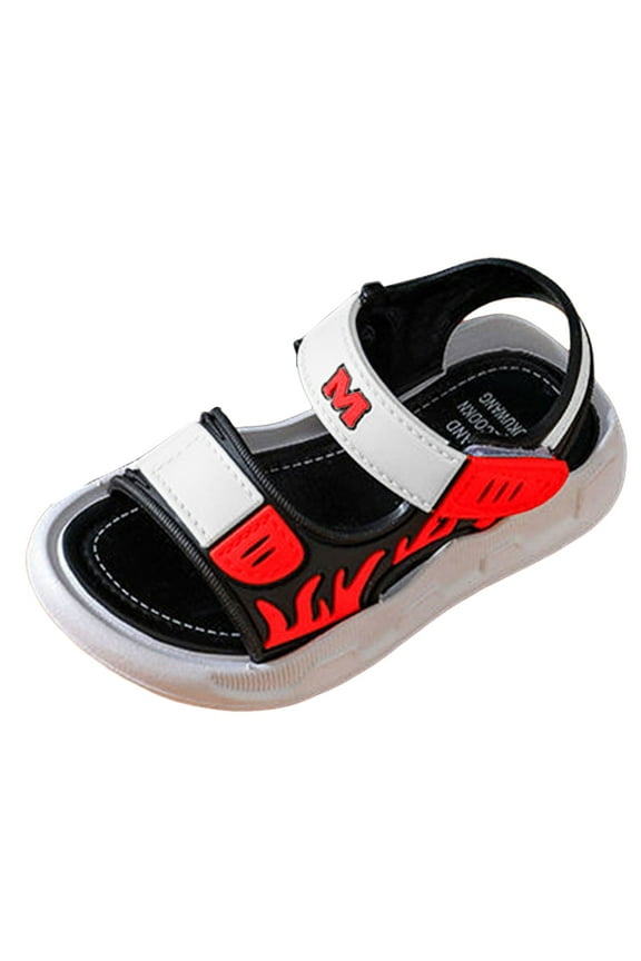 Boys Fisherman Sandals 2025 Boys' Double Hook Loop Open Toe Sport Sandals (Toddler/Little Kids) for US Size 8.5,Red