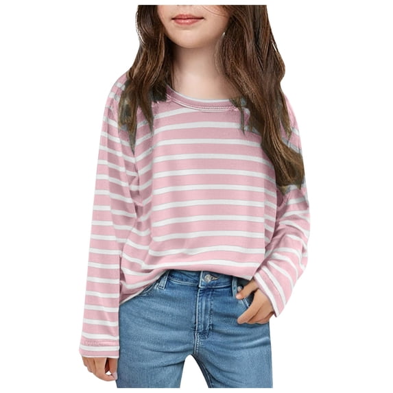 Povozer Boys or Girls Long Sleeve Toddler T-Shirt Summer Clothes For Girls Girls Casual Long Sleeve T Shirts Basic Crewneck Tunic Blouses Tops Size 1-2 Years,Pink