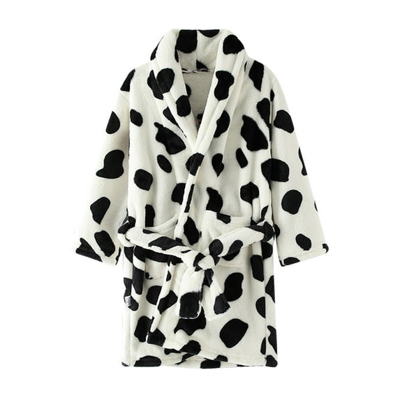 Povozer Boys Girls Robes Kids Toddler Flannel Hooded Bathrobe Pajamas Sleepwear(Black,8-9Y)