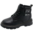 thumbnail image 1 of Povozer Boys Girls Waterproof Lace up Glitter Mid Calf Combat Boots with Side Zipper(Black,9-9.5 Years), 1 of 6