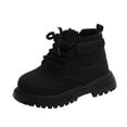 thumbnail image 1 of Povozer Boys Girls Waterproof Lace up Side Zipper Mid Calf Combat Boots(Black,11.5), 1 of 6