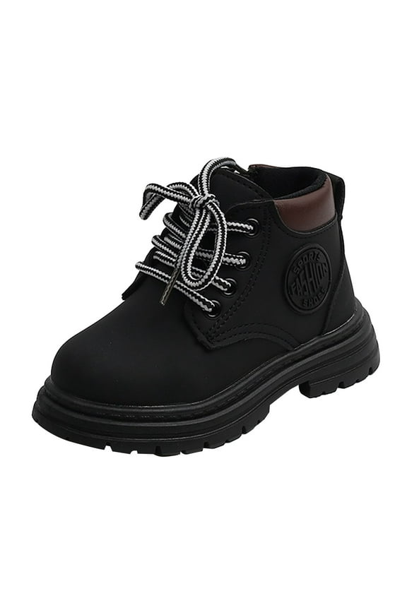 Boys Hiking Outdoor Waterproof Lace-up Comfort Construction Workboots(Black,9)
