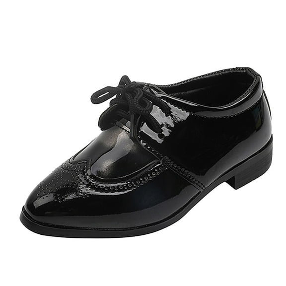 Povozer Boys' Lace-Up Dress Comfort Oxford Dress Shoes(Gray,11 Toddler)