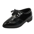 thumbnail image 1 of Povozer Boys' Lace-Up Dress Comfort Oxford Dress Shoes(Gray,3.5 Big Kids), 1 of 6