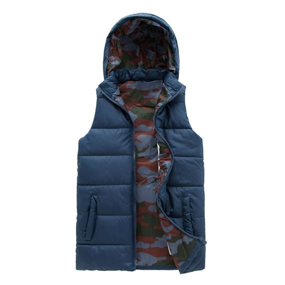 Povozer Toddler Puffer Vest Boys Fleece Vest Puffy Boy Jacket Coat(Navy,9-10T)