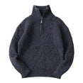 thumbnail image 1 of Povozer Boys Quarter Zip Cable Knit Sweater Kids Fall Mock Neck Pullover Clothes(Dark Blue,12-13 Years), 1 of 6