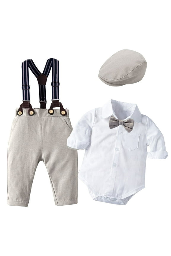 Boys Summer Casual Suit Set Baby Boy Clothes Suits Baptism Outfits for Boys Infant Formal Gentleman Outfit Baby Christening Outfit Baby Suit Set for 90,White