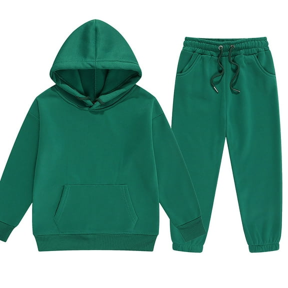 Povozer Boys' Sweatsuit - 2 Piece Performance Sweatshirt and Jogger Sweatpants - Active Set for Toddlers/Boys(Green,8-9 Years)