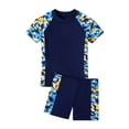 thumbnail image 1 of Povozer Boys Swimsuits Set for Boys Short Sleeve Swim Shirts with Trunks(Yellow,9-10 Years), 1 of 7