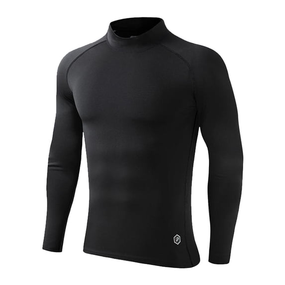 Povozer Boys Thermal Shirt Kids Fleece Undershirt Long Sleeve Cold Baseball Socce Black 12-13Years