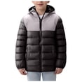 thumbnail image 1 of Povozer Boys' Winter Coat Kids Parka Fleece Lined Puffer Jackets for Boys(Black,12-14Y), 1 of 5