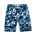 thumbnail image 1 of Povozer Boys Youth Teen Printed Camo Sport Active Athletic Shorts(Blue,9-10Y), 1 of 2