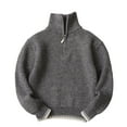thumbnail image 1 of Povozer Boys and Toddlers' Quarter-Zip Cable-Knit Relaxed-Fit Sweater(Gray,5-6 Years), 1 of 6