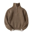 thumbnail image 1 of Povozer Boys and Toddlers' Quarter-Zip Cable-Knit Relaxed-Fit Sweater(Khaki,12-13 Years), 1 of 5