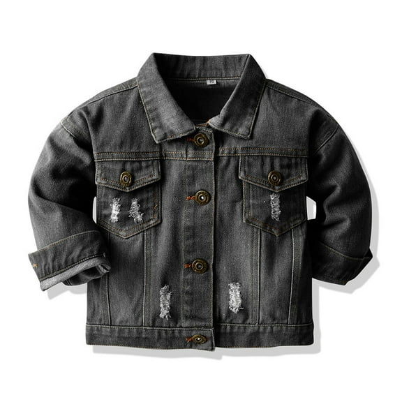 Povozer Boys Little Child Spring Fall Long Sleeve Casual Cardigan Top Jacket(Black,130)