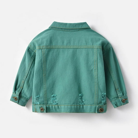 Povozer Classic Kids Toddler Baby Boys & Girls Casual Outwear Denim Jacket(Green,6-7 Years,140)
