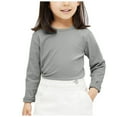 thumbnail image 1 of Povozer Cotton Girls Boys Long Sleeve Shirts Toddlers Crewneck Tee(Gray,6-8Y), 1 of 4