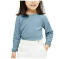 thumbnail image 1 of Povozer Cotton Girls Boys Long Sleeve Shirts Toddlers Crewneck Tee(Light Blue,10-12Y), 1 of 6