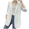 thumbnail image 1 of Povozer Cotton Linen Blazer Jacket for Women Business Dressy Long Sleeve Blazer Loose Casual Single Button Office Blazer Jackets(White,XL), 1 of 5