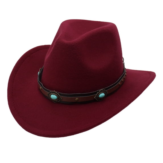 Povozer Cowboy Hat Baby Boy Sun Hat Western Cowboy Hat Woolen Jazz Hat Outdoor Sun Hat,Size 3-8 Years,Wine