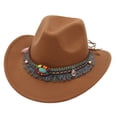 thumbnail image 1 of Povozer Cowgirl Hat Baby Girl Hats Ethnic Childrens Hat Tibetan Western Cowboy Hat Hat With Upturned Brim Parent Child Sun Hat Dance Hat,Size 3-8 Years,Khaki, 1 of 5