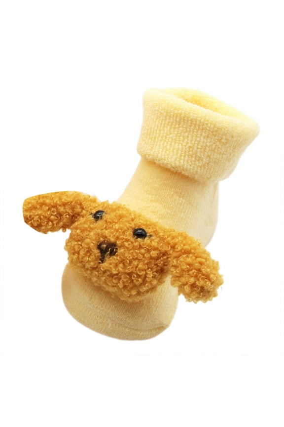 Cozy Fleece Baby Booties Baby Crib Booties Soft Soled Winter Shoes(Gold,0-12M)