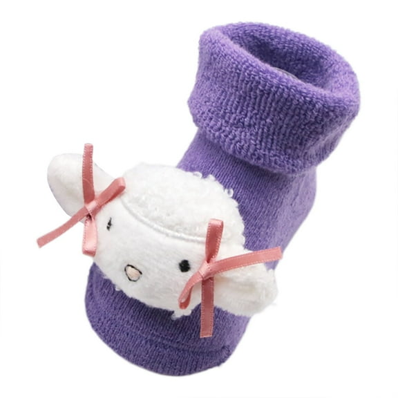 Povozer Cozy Fleece Baby Booties Baby Crib Booties Soft Soled Winter Shoes(Purple,0-12M)
