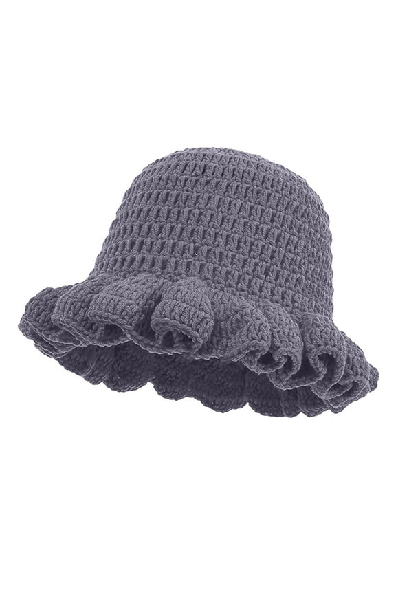 Crochet Bucket Hat Women Trendy Knit Floppy Cap Cute Boho Handmade Beanies Outdoor Boho Travel Fishing Hat Gray