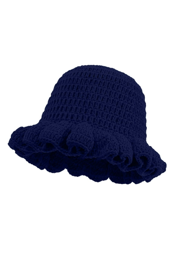 Crochet Bucket Hat Women Trendy Knit Floppy Cap Cute Boho Handmade Beanies Outdoor Boho Travel Fishing Hat Navy
