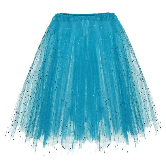Povozer Dress up Tutu for Girls Princess Skirts for Kids Tulle Ballet Skirts(Blue,2-10T)