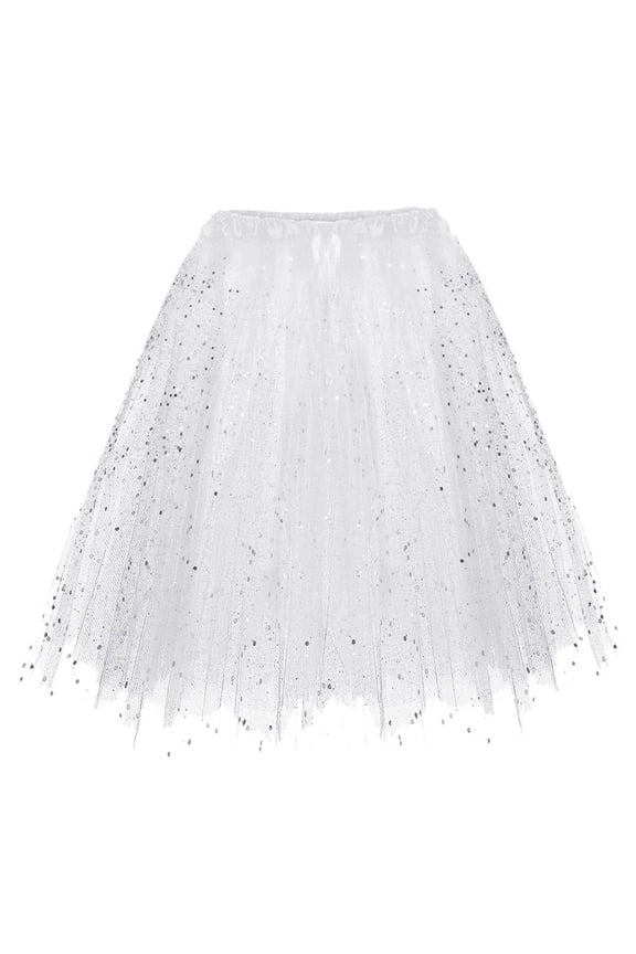 Dress up Tutu for Girls Princess Skirts for Kids Tulle Ballet Skirts(White,2-10T)