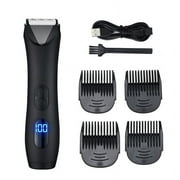 Povozer Electric Manscape Trimmer for Men, Waterproof Ball Trimmer for Pubic/Body/Groin Grooming with Ceramic Blade, LED Light, Trimmer,Black One Size