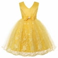 thumbnail image 1 of Povozer Flower Girl Lace Dress for Kids Wedding Bridesmaid Party Formal Long Gown Princess Dresses(Yellow,3-4Y), 1 of 6