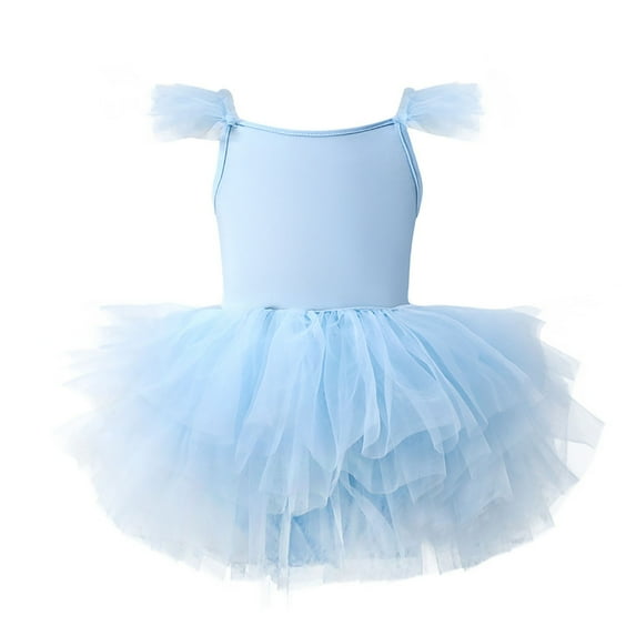 Povozer Flower Girl Lace Tulle Dress Princess Dance Maxi Gown Dress(Blue,3-4Y)