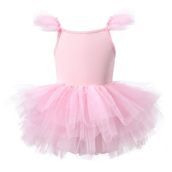 Povozer Flower Girl Lace Tulle Dress Princess Dance Maxi Gown Dress(Pink,3-4Y)
